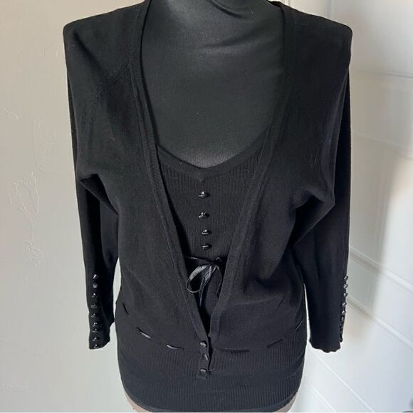 Torrid knit cardigan and camisole set black size 0. Buttons with satin trim VNT - Picture 1 of 16